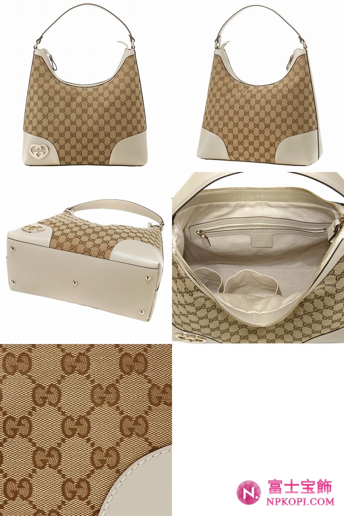 GUCCI/グッチ LOVELY定番キャンバスGG柄ハート型Gディテールミディアムホーボーバッグ 257070 FAFXG 9761 